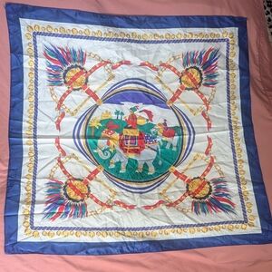 Large Square Colorful Elephant Print Scarf